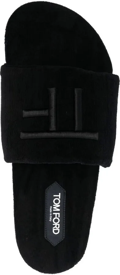Logo-Embroidered Velvet-Effect Mules - Image 4