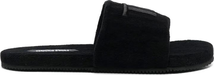 Logo-Embroidered Velvet-Effect Mules