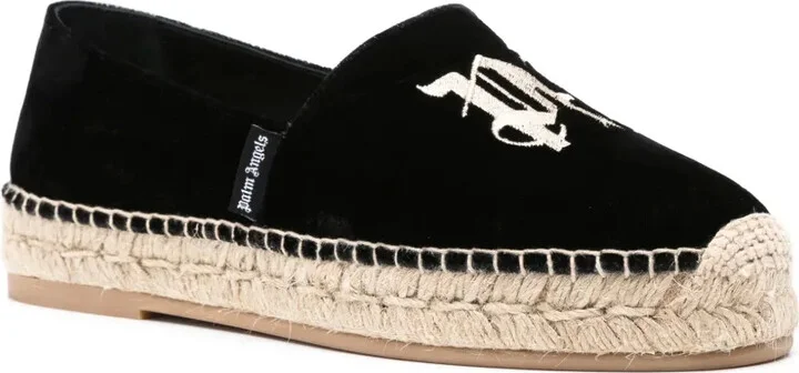 Logo-Embroidered Velvet Espadrilles - Image 2