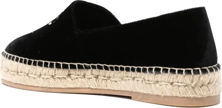 Logo-Embroidered Velvet Espadrilles - Image 3