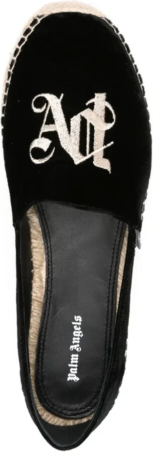 Logo-Embroidered Velvet Espadrilles - Image 4