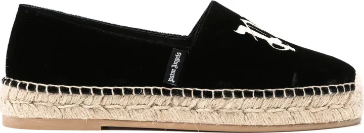Logo-Embroidered Velvet Espadrilles