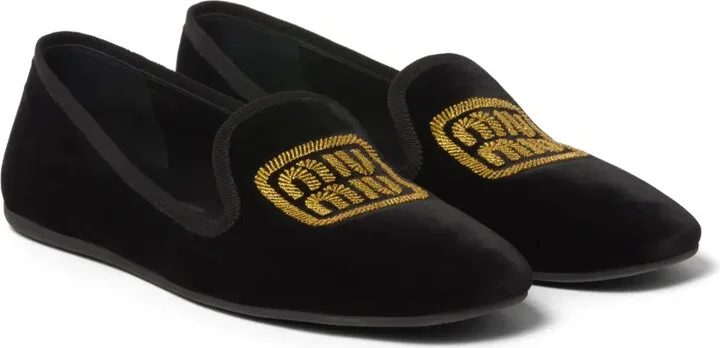 Logo-Embroidered Velvet Slippers - Image 2