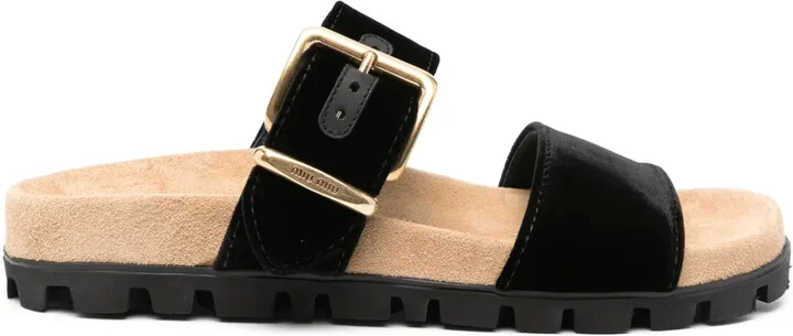 Logo-Engraved Velvet Slides