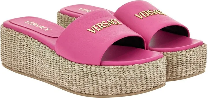 Logo Espadrille Platform Slide Sandal