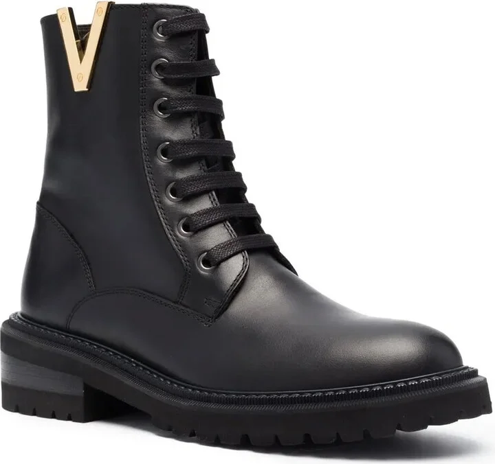 Logo-Hardware Leather Boots - Image 2