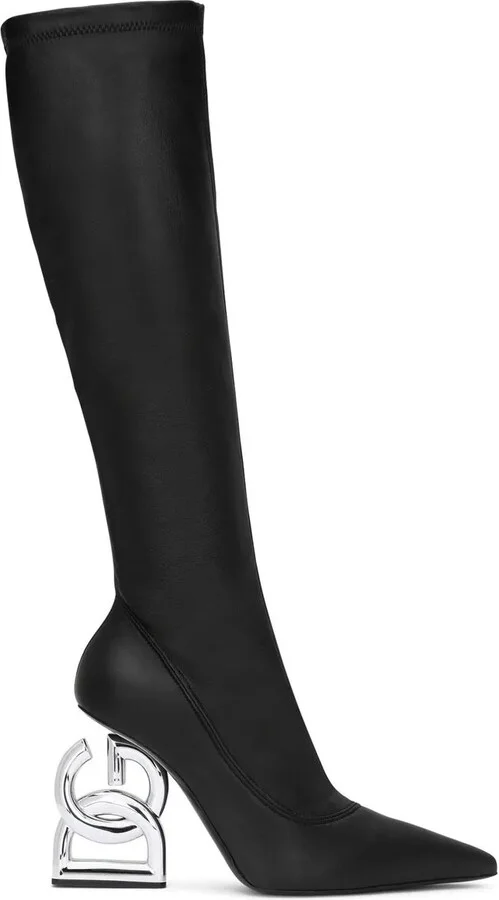 Logo-Heel Knee-High Boots