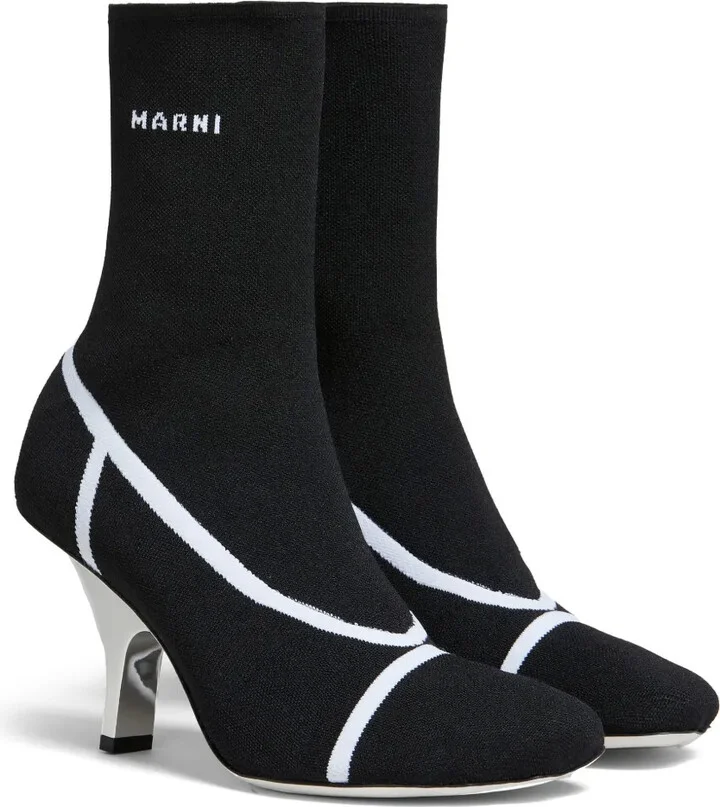 Logo Intarsia-Knit Ankle Boots - Image 2