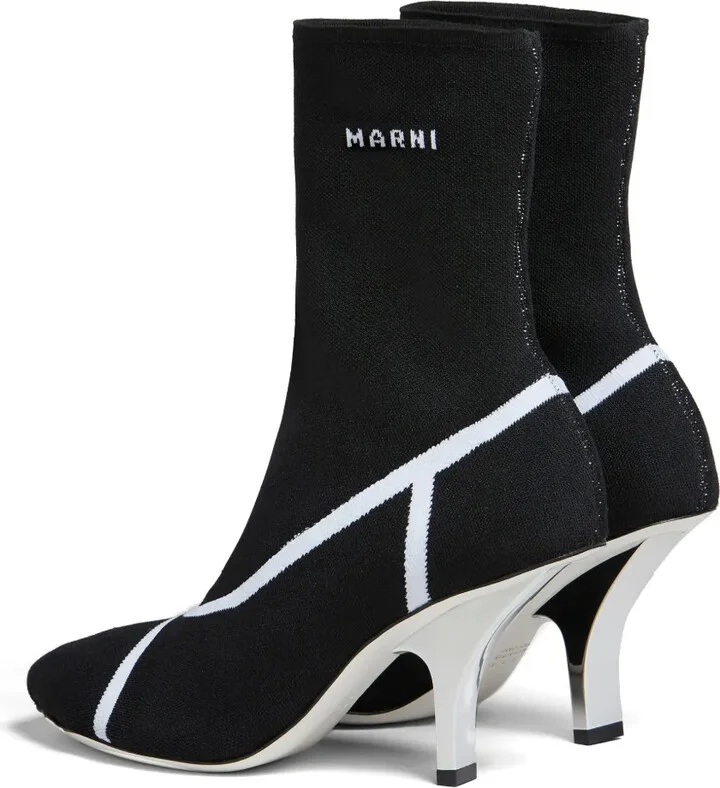 Logo Intarsia-Knit Ankle Boots - Image 3
