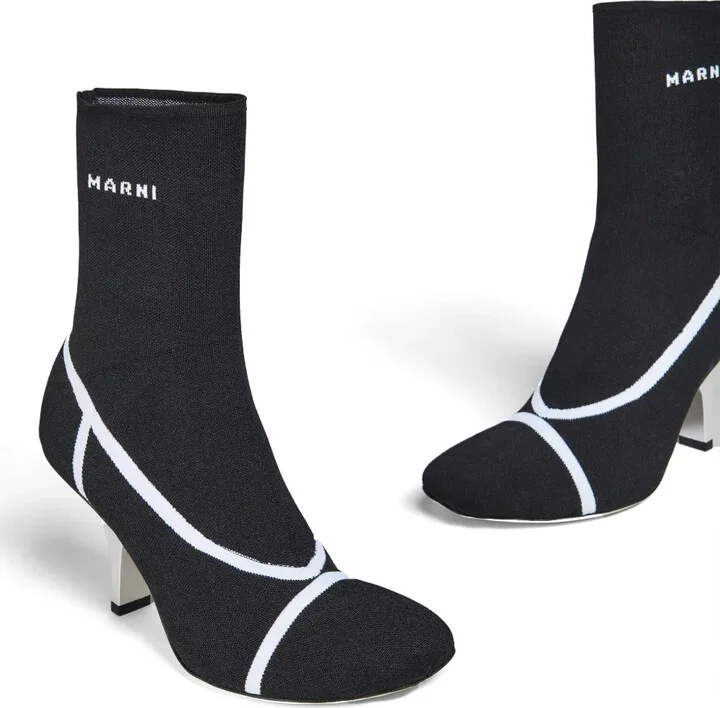 Logo Intarsia-Knit Ankle Boots - Image 4