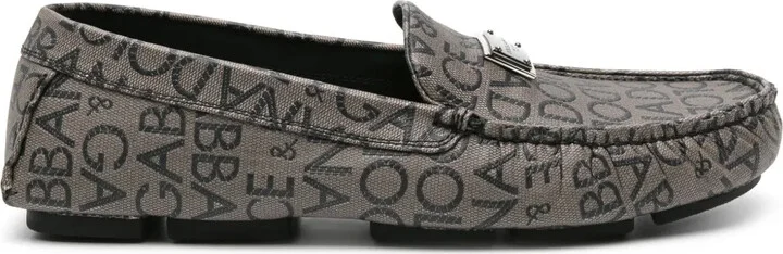 Logo-Jacquard Canvas Loafers
