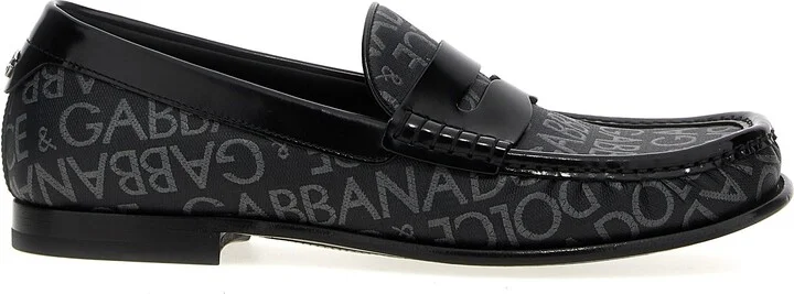 Logo Jacquard Fabric Loafers