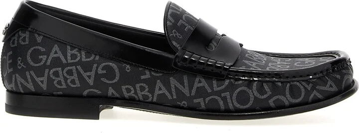 Logo Jacquard Fabric Loafers