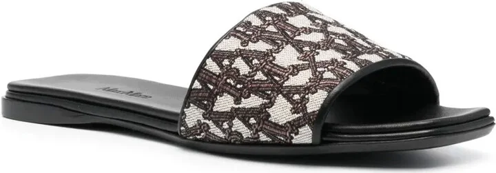 Logo-Jacquard Leather Slides - Image 2
