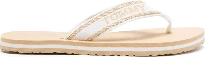 Logo-Jacquard Striped Flip Flop