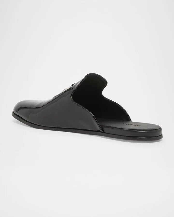 Logo Label Patent Leather Mules - Image 2