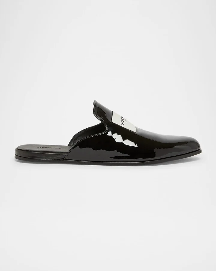 Logo Label Patent Leather Mules