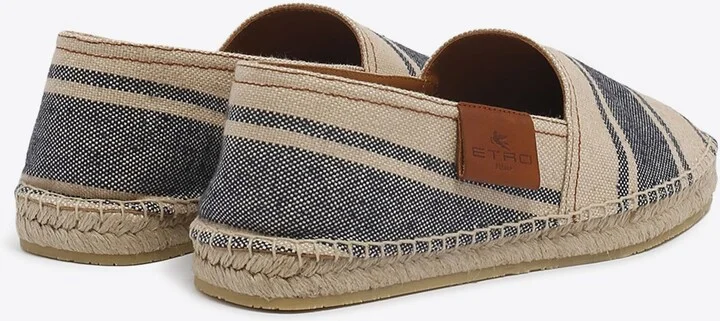 Logo Label Striped Espadrilles in Linen Blend - Image 2