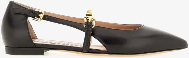 Logo Leather Ballet Flats