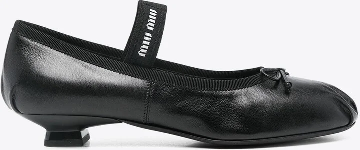 Logo Leather Ballet Flats