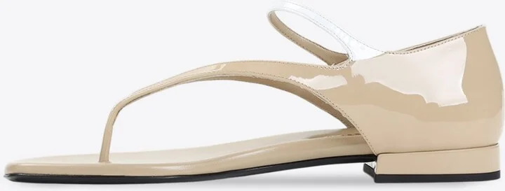 Logo Leather Flat Sandals - Image 2