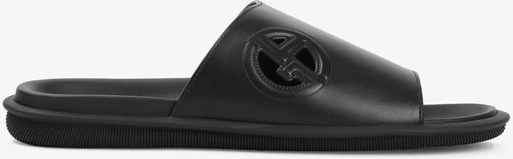 Logo Leather Slides