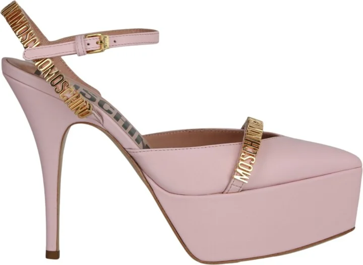 Logo Lettering Ankle Strap Pumps