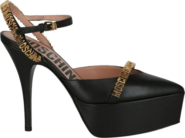 Logo Lettering Ankle Strap Pumps