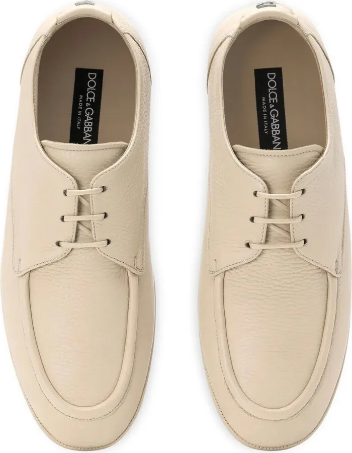 logo-lettering deerskin Derby shoes - Image 4