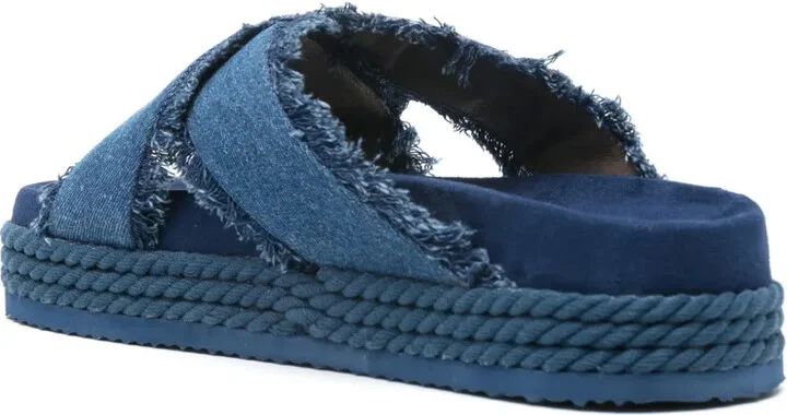 Logo-Lettering Denim Slides - Image 3