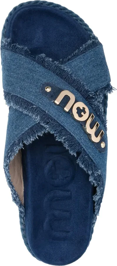 Logo-Lettering Denim Slides - Image 4