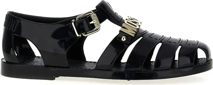 Logo-Lettering Jelly Sandals