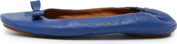 Logo-Lettering Leather Ballet Flats