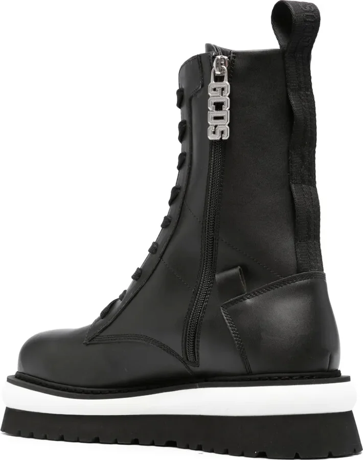 Logo-Lettering Leather Boots - Image 3