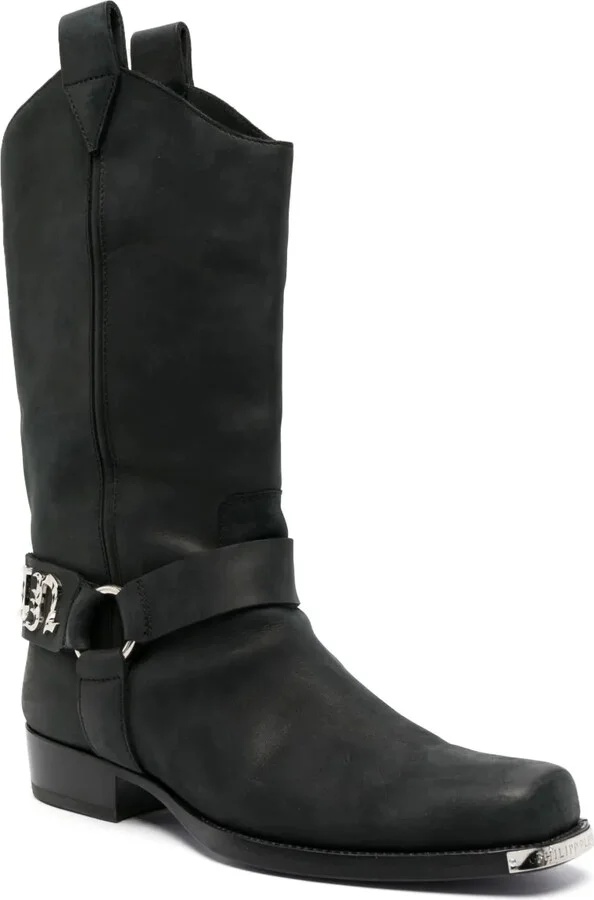 Logo-Lettering Leather Boots - Image 2