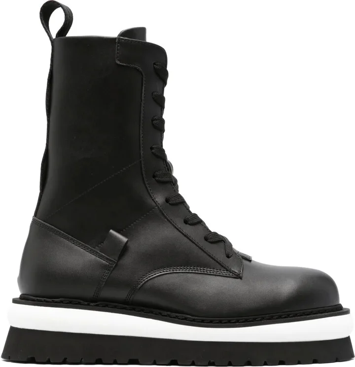 Logo-Lettering Leather Boots