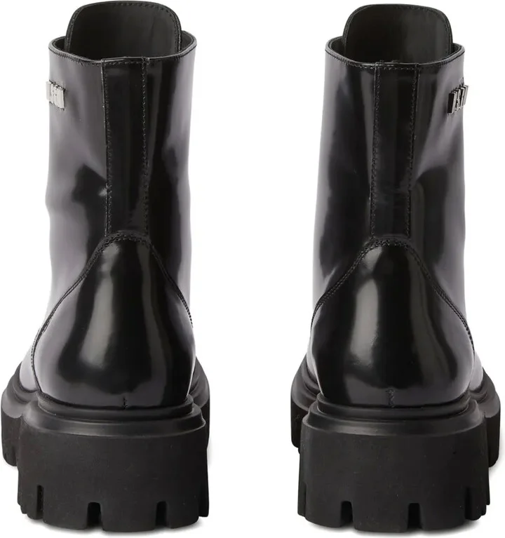 Logo-Lettering Leather Combat Boots - Image 3