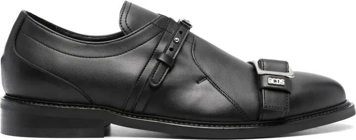 Logo-Lettering Leather Derby Shoes