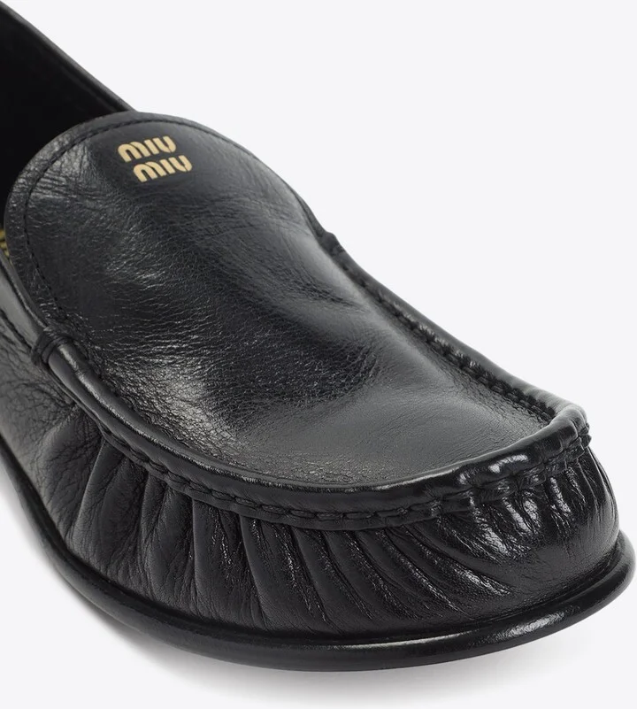 Logo Lettering Leather Loafers - Image 3
