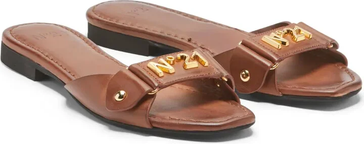 Logo-Lettering Leather Sandals - Image 2