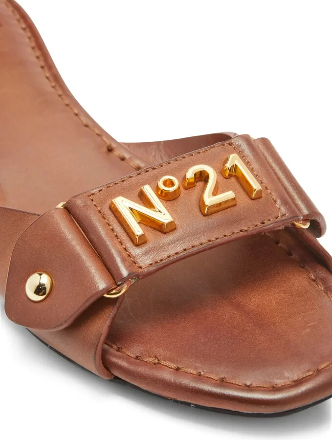 Logo-Lettering Leather Sandals - Image 5