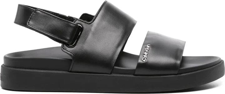 Logo-Lettering Leather Sandals