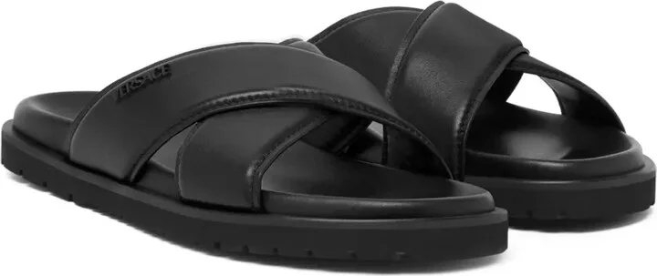 Logo-Lettering Leather Slides - Image 2