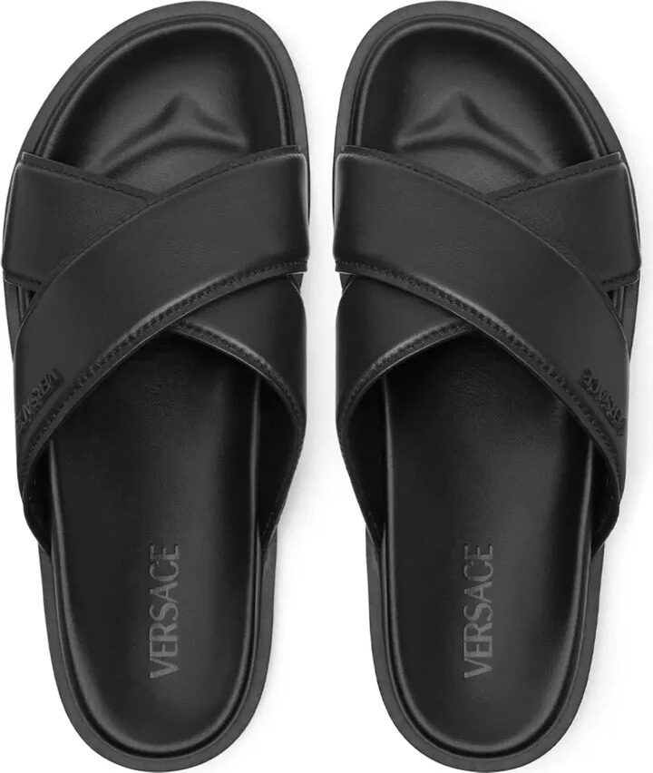 Logo-Lettering Leather Slides - Image 3