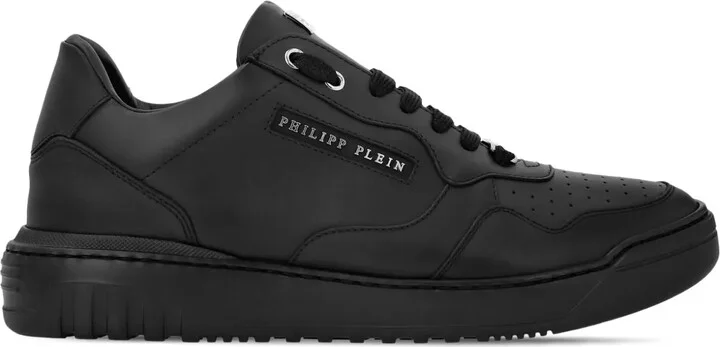 Logo-Lettering Leather Trainers
