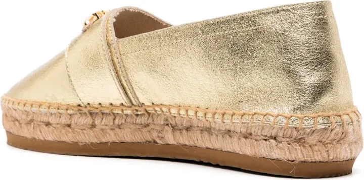 Logo-Lettering Metallic Leather Espadrilles - Image 3