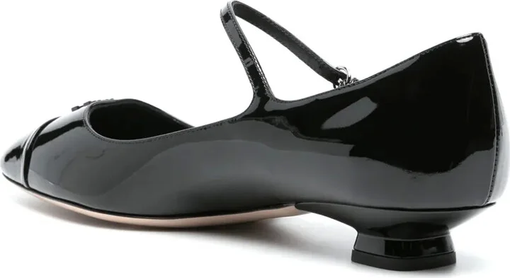 Logo-Lettering Patent Ballerina Shoes - Image 3