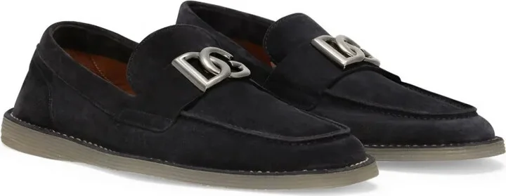 Logo-Lettering Suede Loafers - Image 2