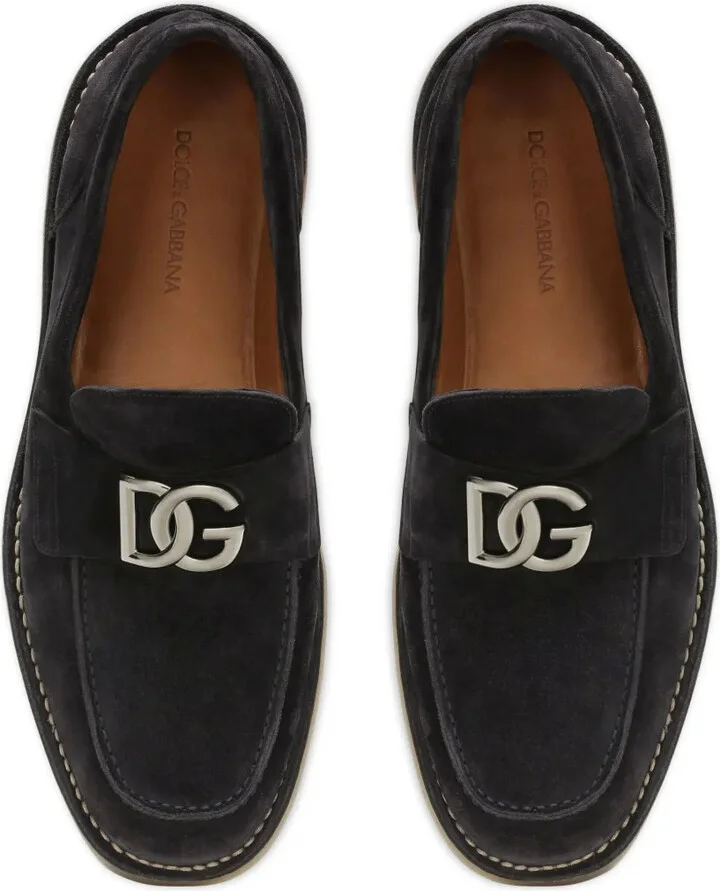 Logo-Lettering Suede Loafers - Image 4