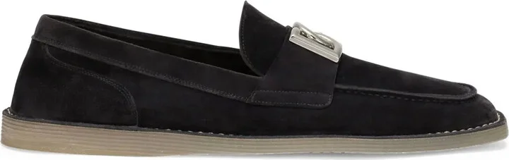 Logo-Lettering Suede Loafers
